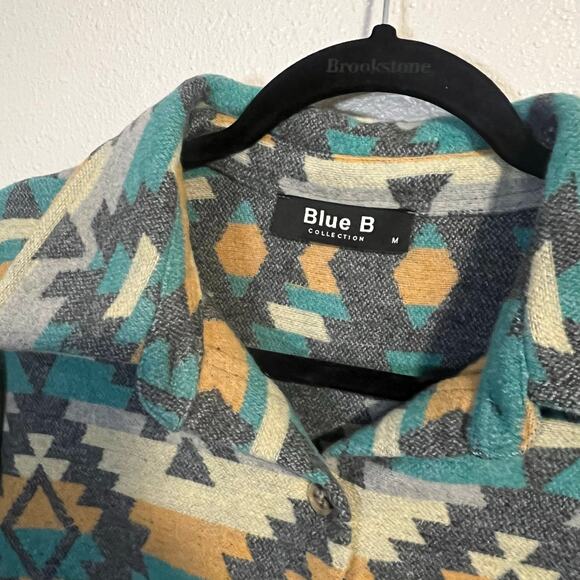 Blue B Boutique Western Turquoise Aztec Button Up Shacket Size M - Picture 2 of 5